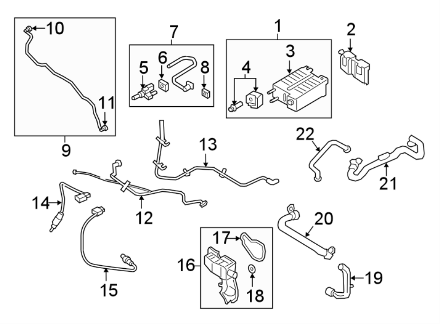 Diagram EMISSION SYSTEM. EMISSION COMPONENTS. for your 2008 Ford Fusion   