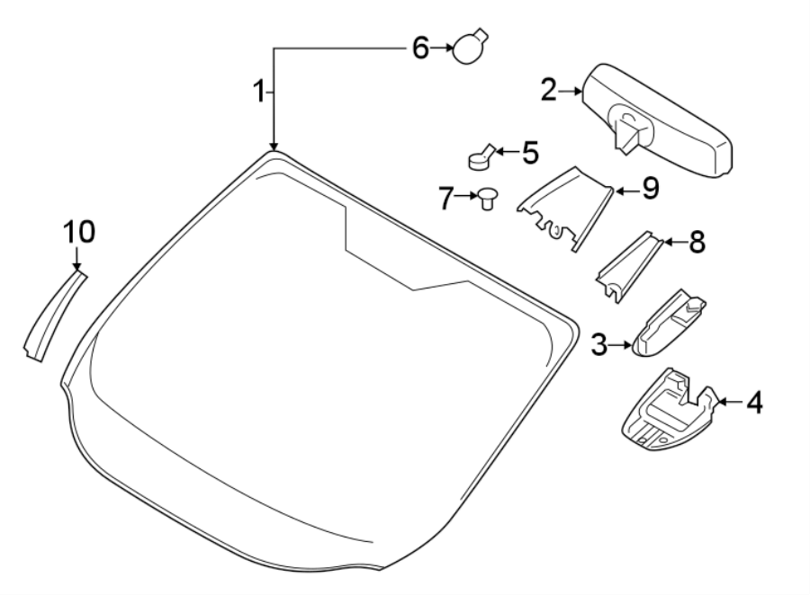 Diagram WINDSHIELD GLASS. for your 2010 Ford Escape   