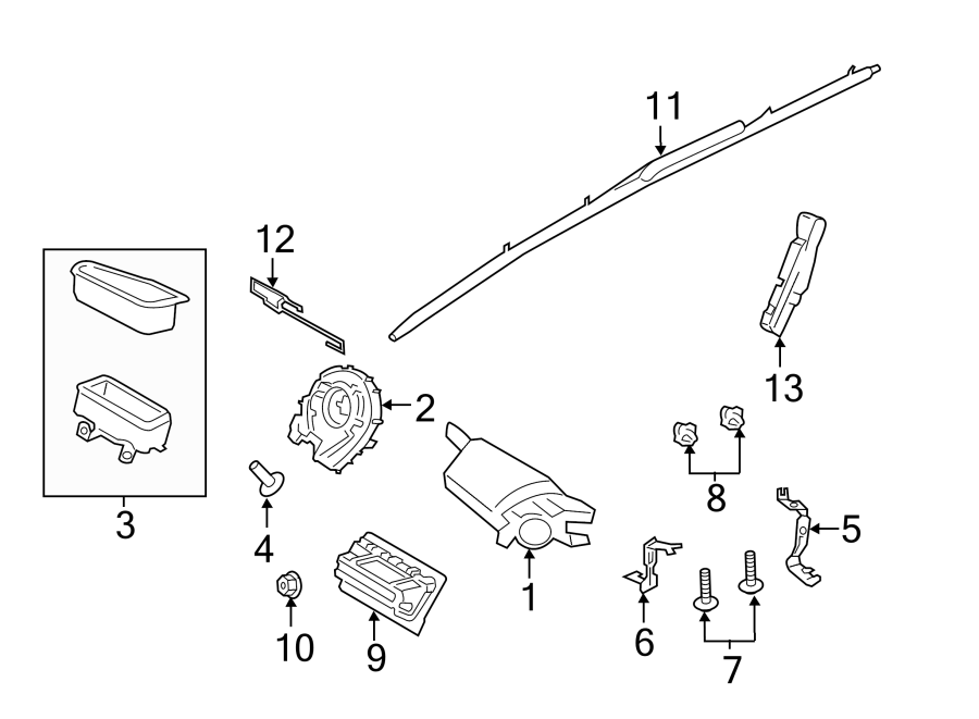 Diagram RESTRAINT SYSTEMS. AIR BAG COMPONENTS. for your 2011 Ford F-150 5.0L V8 FLEX A/T 4WD FX4 Extended Cab Pickup Fleetside 