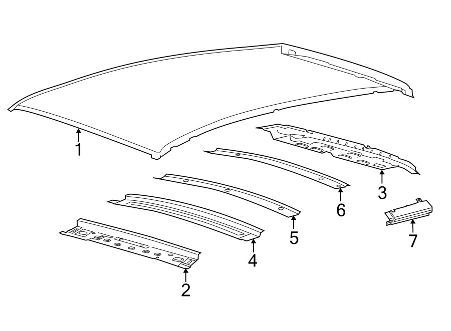 Diagram ROOF & COMPONENTS. for your 2021 Ford F-150 3.0L Power-Stroke V6 DIESEL A/T 4WD XL Standard Cab Pickup Fleetside 