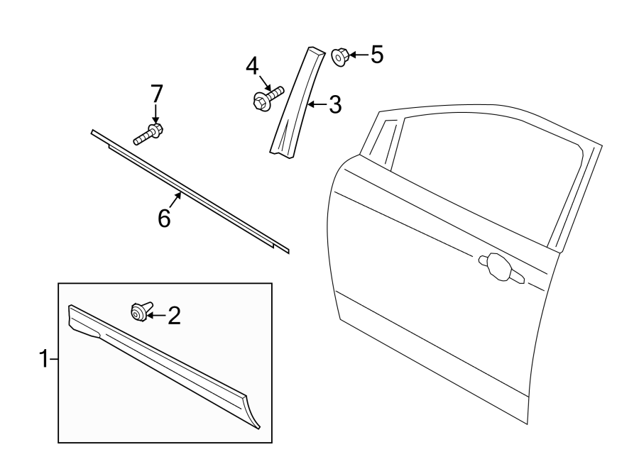 Diagram FRONT DOOR. EXTERIOR TRIM. for your 2014 Ford E-150   