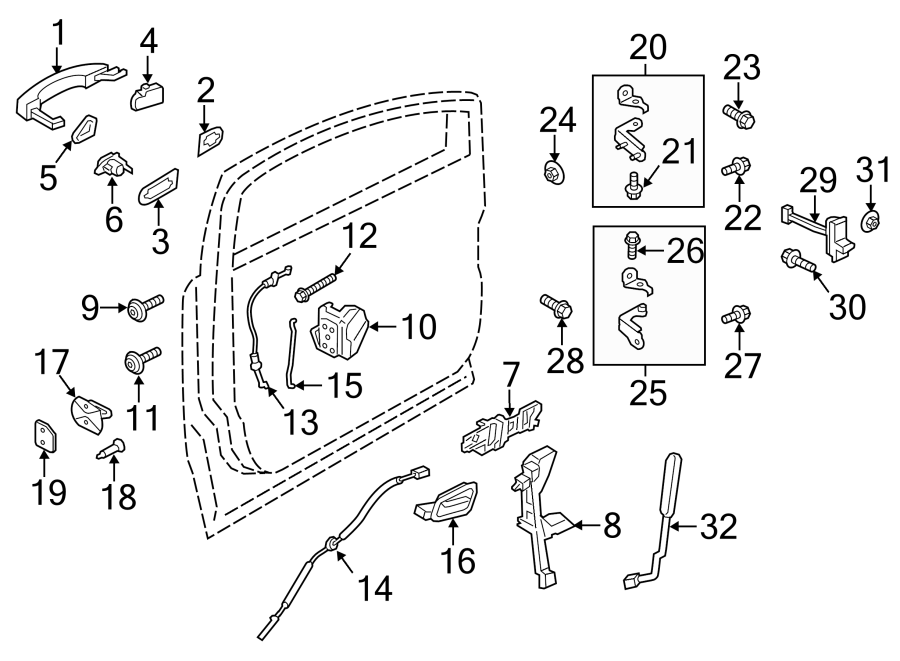 Diagram FRONT DOOR. LOCK & HARDWARE. for your 2013 Ford F-150  FX2 Crew Cab Pickup Fleetside 