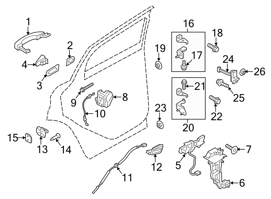 Diagram REAR DOOR. LOCK & HARDWARE. for your 2015 Ford F-150 5.0L V8 FLEX A/T 4WD Lariat Extended Cab Pickup Fleetside 