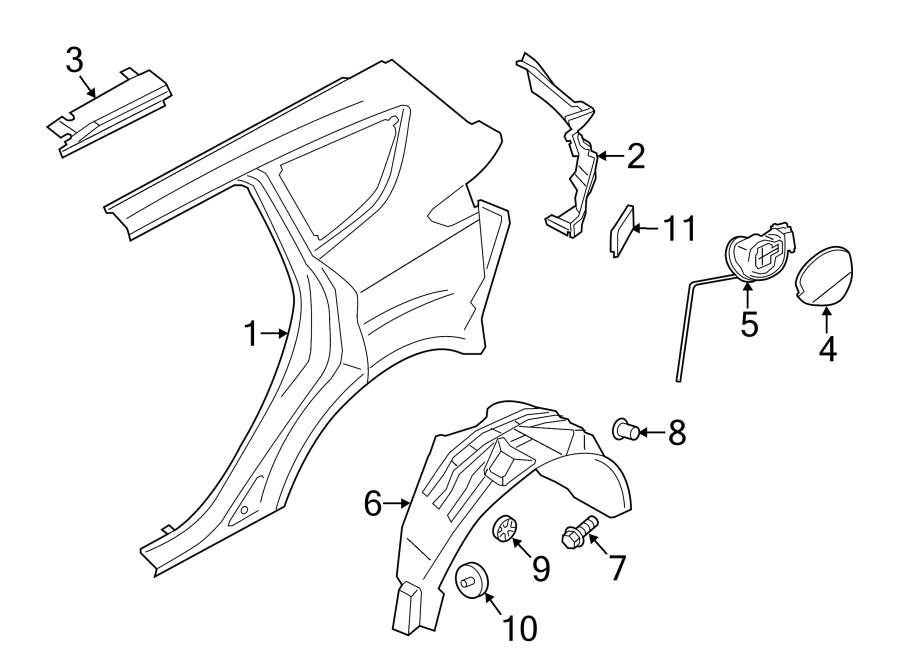 Diagram QUARTER PANEL & COMPONENTS. for your Ford