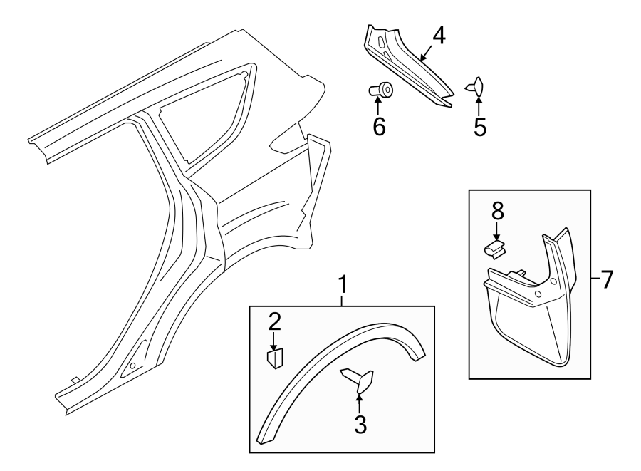 Diagram QUARTER PANEL. EXTERIOR TRIM. for your 2014 Ford E-150   