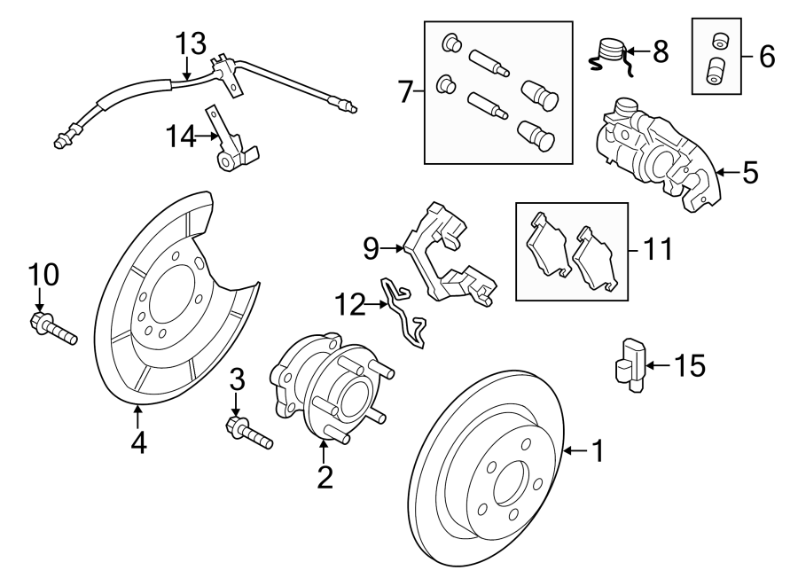 Diagram REAR SUSPENSION. BRAKE COMPONENTS. for your 2019 Lincoln MKZ   