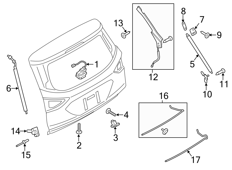 Diagram LIFT GATE. LOCK & HARDWARE. for your 2019 Ford Explorer   