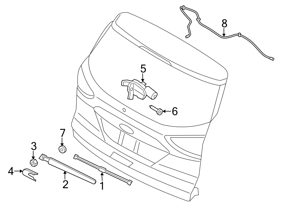 Diagram WIPER & WASHER COMPONENTS. for your 2014 Lincoln MKZ Hybrid Sedan  