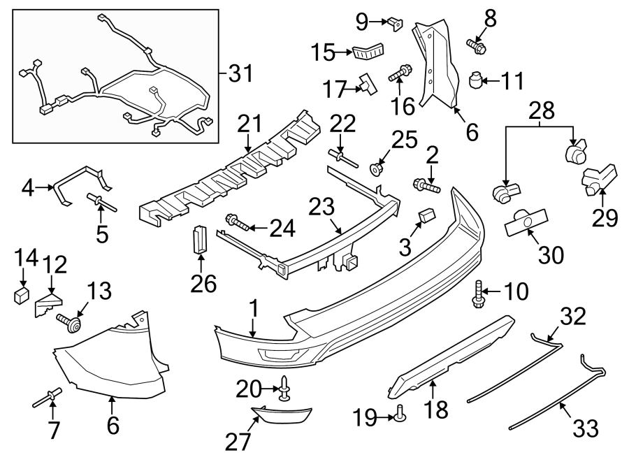 Diagram Rear bumper. Bumper & components. for your 2016 Lincoln MKZ   