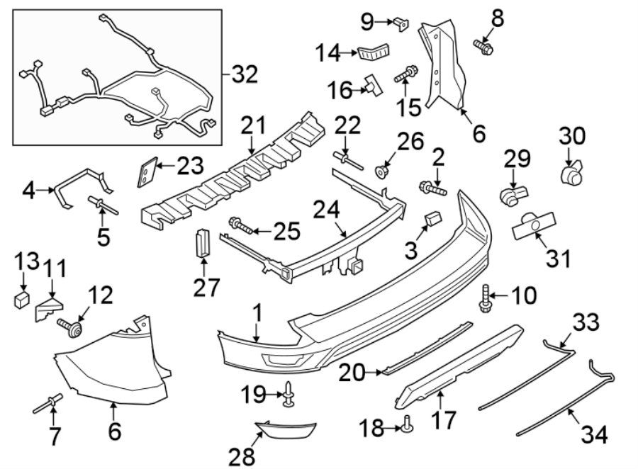 Diagram REAR BUMPER. BUMPER & COMPONENTS. for your Ford Escape  