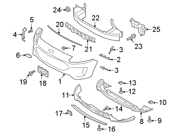 Diagram FRONT BUMPER & GRILLE. BUMPER & COMPONENTS. for your 2011 Ford F-150 3.7L V6 FLEX A/T RWD XL Crew Cab Pickup Fleetside 