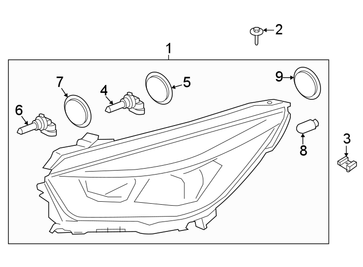 Diagram Front lamps. Headlamp components. for your 2017 Lincoln MKZ Select Hybrid Sedan  