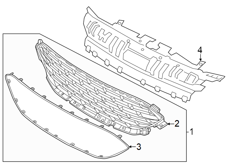 Diagram Front bumper & grille. for your 2021 Ford F-250 Super Duty 6.7L Power-Stroke V8 DIESEL A/T RWD XL Standard Cab Pickup Fleetside 