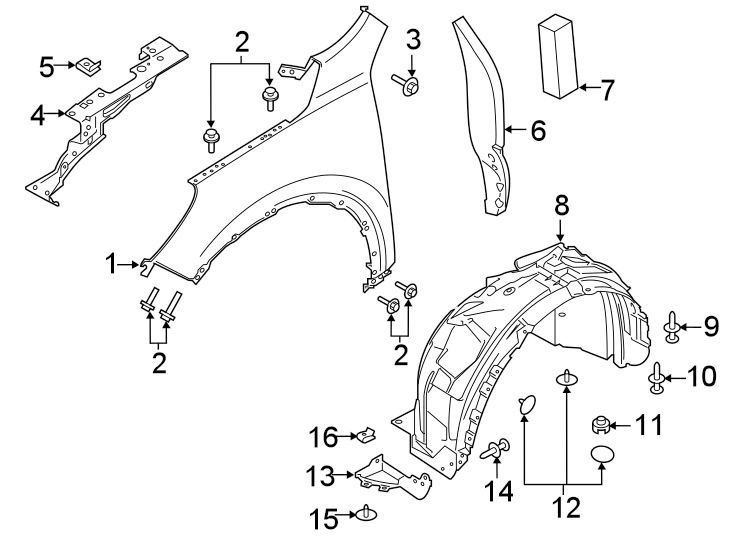 Diagram FENDER & COMPONENTS. for your Ford