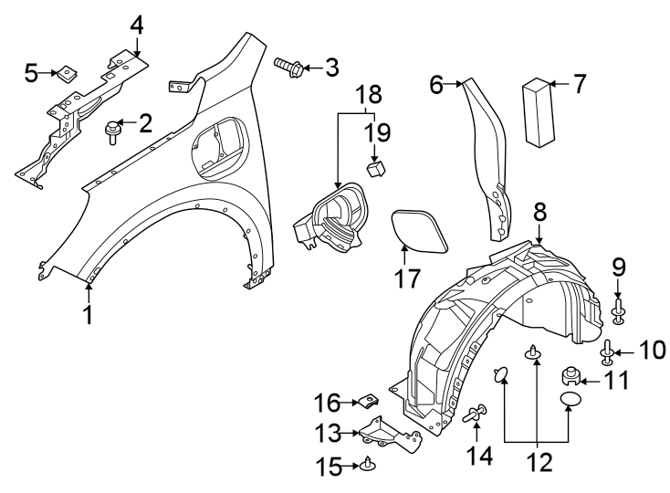 Diagram Fender & components. for your 2019 Lincoln MKZ Hybrid Sedan  