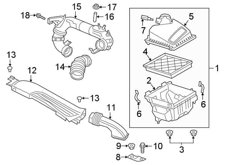 Diagram Engine / transaxle. Air intake. for your 2020 Ford Escape   