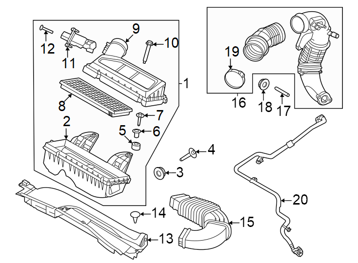 Diagram Engine / transaxle. Air intake. for your 2004 Ford Escape   