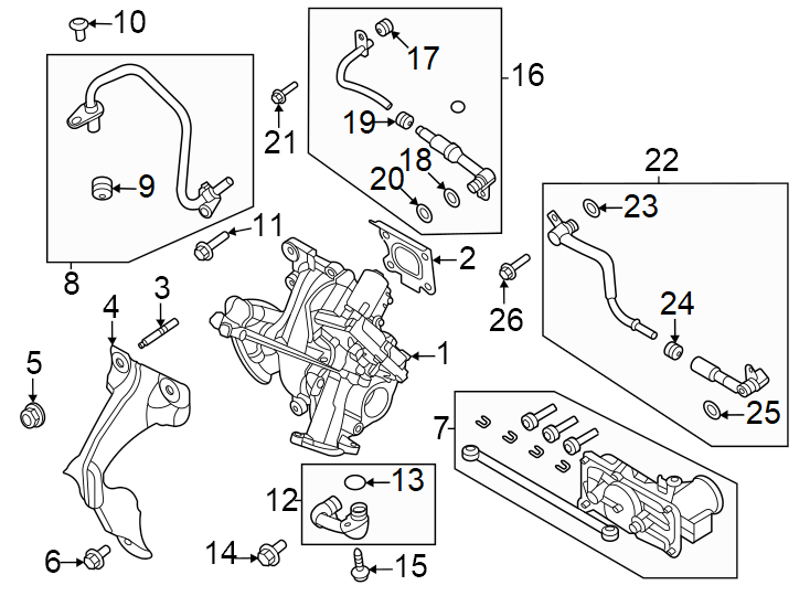 Diagram Engine / transaxle. Turbocharger & components. for your 2019 Lincoln MKZ Reserve I Sedan  