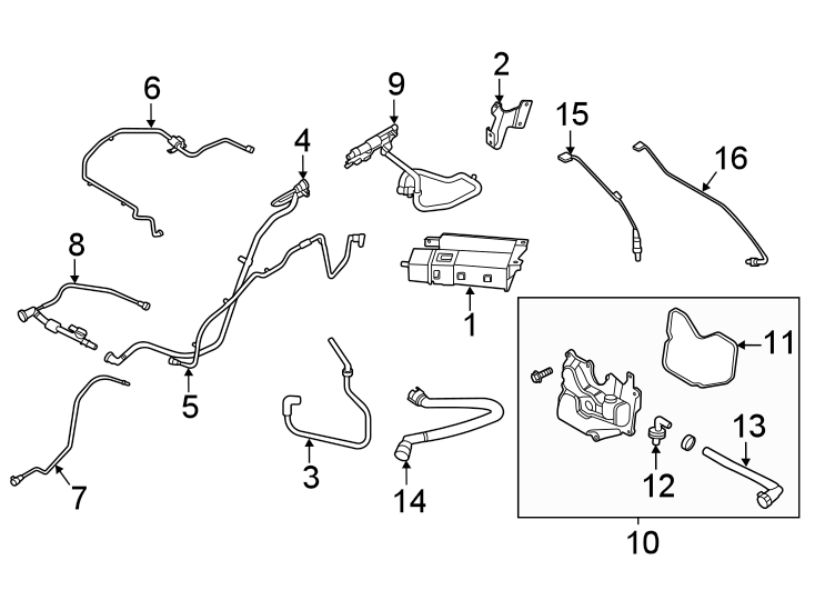 Diagram Emission system. Emission components. for your 2014 Ford Fusion   