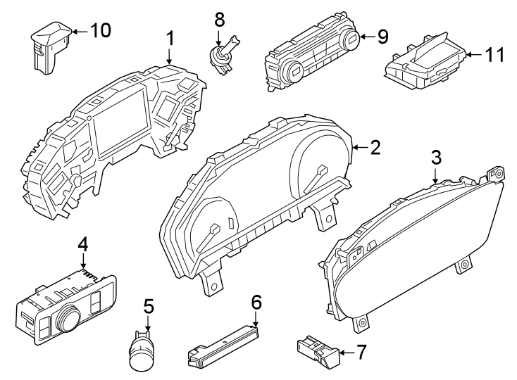 Diagram Instrument panel. Cluster & switches. for your 2014 Ford F-150 6.2L V8 A/T 4WD FX4 Crew Cab Pickup Fleetside 