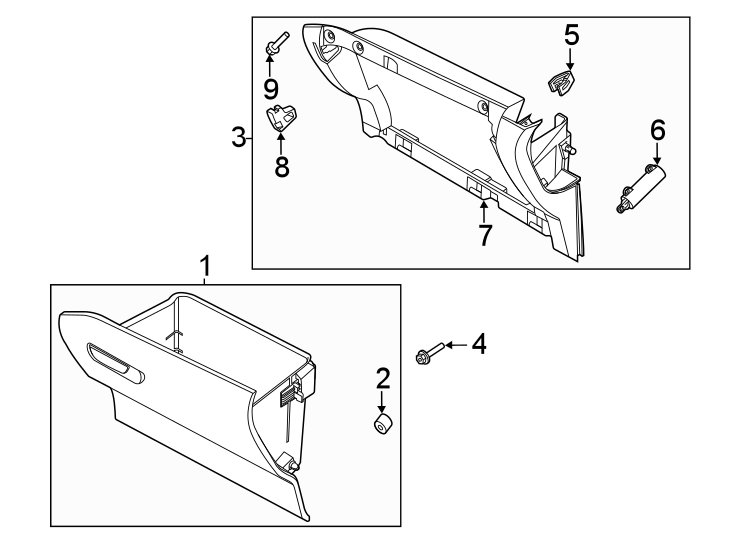 Diagram INSTRUMENT PANEL. GLOVE BOX. for your 2016 Ford F-150 2.7L EcoBoost V6 A/T 4WD XL Standard Cab Pickup Fleetside 