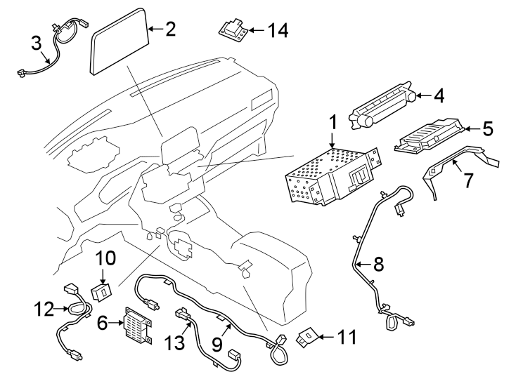 Diagram Instrument panel. Sound system. for your Ford Bronco Sport  