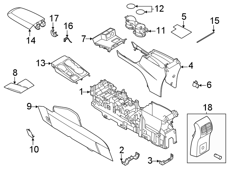 Diagram Instrument panel. Center console. for your 2015 Lincoln MKZ Base Sedan  