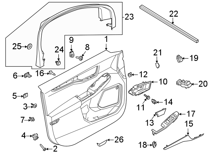 Diagram Front door. Interior trim. for your 1998 Ford F-150   