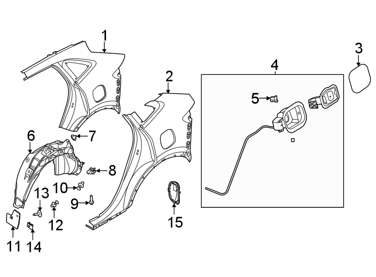 Diagram Quarter panel & components. for your Ford Expedition  