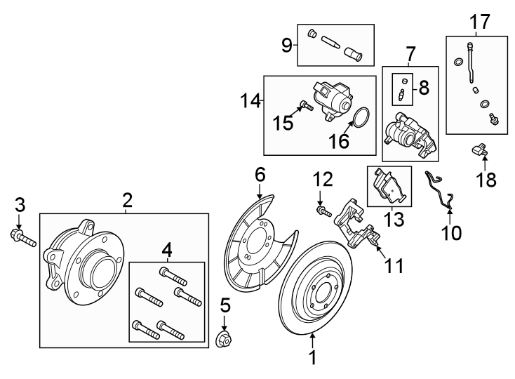 Diagram Rear suspension. Brake components. for your 2013 Lincoln MKZ   