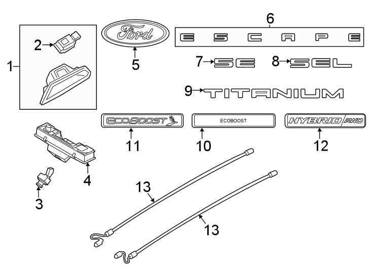 Diagram Lift gate. Exterior trim. for your 2014 Ford F-150 6.2L V8 A/T 4WD FX4 Crew Cab Pickup Fleetside 