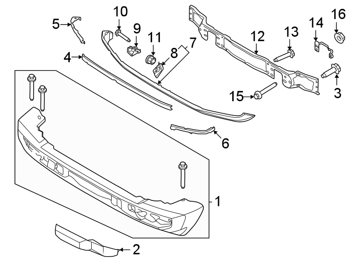 Diagram Front bumper. Bumper & components. for your 1990 Ford Bronco   