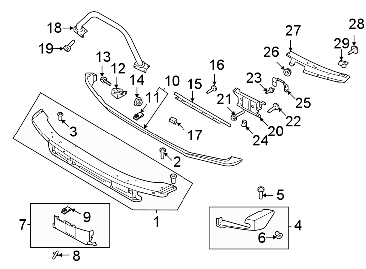 Diagram Front bumper. Bumper & components. for your Ford Bronco  