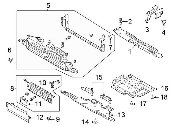 Diagram Radiator support. Air deflector. for your 2019 Lincoln MKZ Base Sedan  