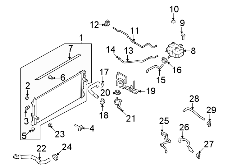 Diagram Radiator & components. for your 2010 Lincoln MKZ   