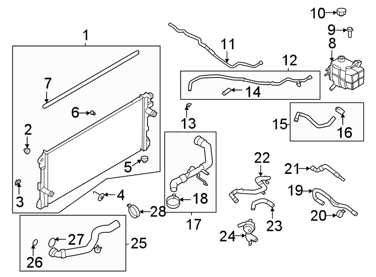 Diagram Rear door. Radiator & components. for your 2011 Lincoln MKZ   