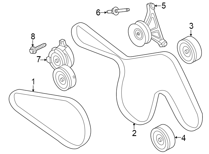 Diagram Belts & pulleys. for your 2010 Ford F-150 5.4L Triton V8 FLEX A/T RWD Lariat Extended Cab Pickup Fleetside 