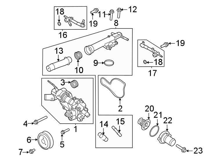 Diagram Water pump. for your 1998 Ford F-150 5.4L Triton V8 BI-FUEL A/T RWD XL Extended Cab Pickup Fleetside 