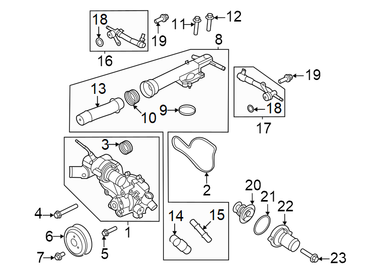 Diagram Water pump. for your Ford