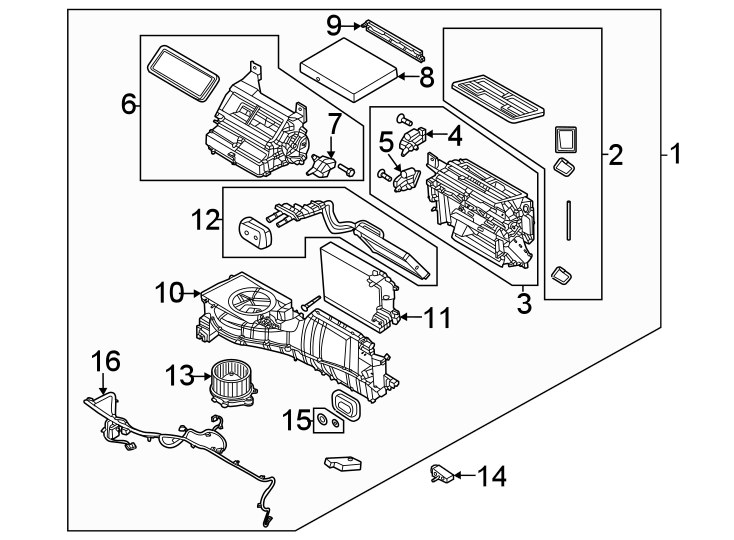 Diagram Air conditioner & heater. Evaporator components. for your 2017 Lincoln MKX 3.7L V6 A/T FWD Reserve Sport Utility 