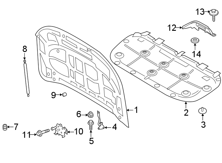 Diagram Hood & components. for your 2013 Ford F-150  Limited Crew Cab Pickup Fleetside 