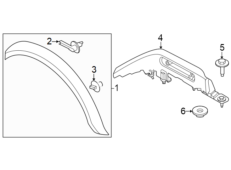 Diagram Fender. Exterior trim. for your 2022 Ford Bronco   