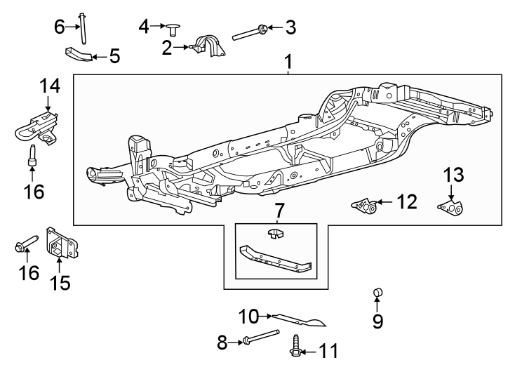 Diagram Frame & components. for your 2016 Lincoln MKZ   