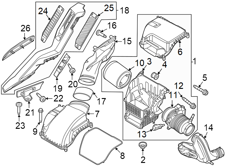 Diagram Air intake. for your 2018 Ford F-150  Lariat Crew Cab Pickup Fleetside 