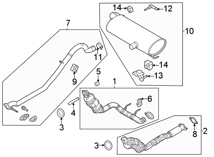 Diagram Exhaust system. Exhaust components. for your 2016 Ford F-150  SSV Crew Cab Pickup Fleetside 