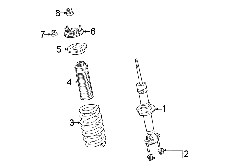 Diagram Front suspension. Shocks & components. for your 2021 Ford Bronco   