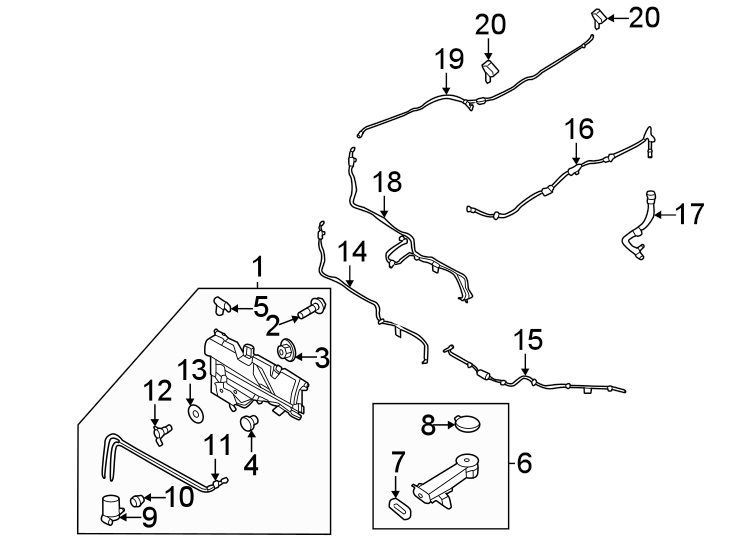 Diagram Windshield. Washer components. for your 1993 Ford Bronco   