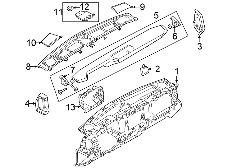 Diagram Instrument panel components. for your Ford Bronco  