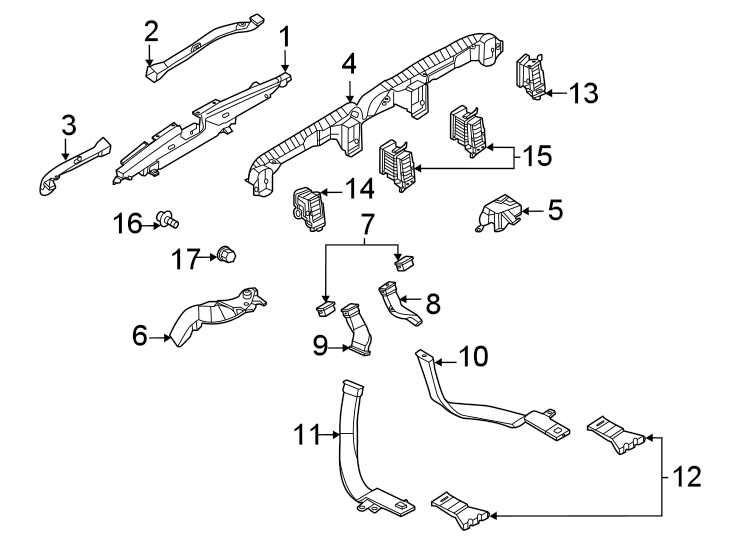 Diagram Instrument panel. Ducts & louver. for your 2020 Ford Transit-350 3.5L EcoBoost V6 A/T AWD XL Standard Passenger Van 