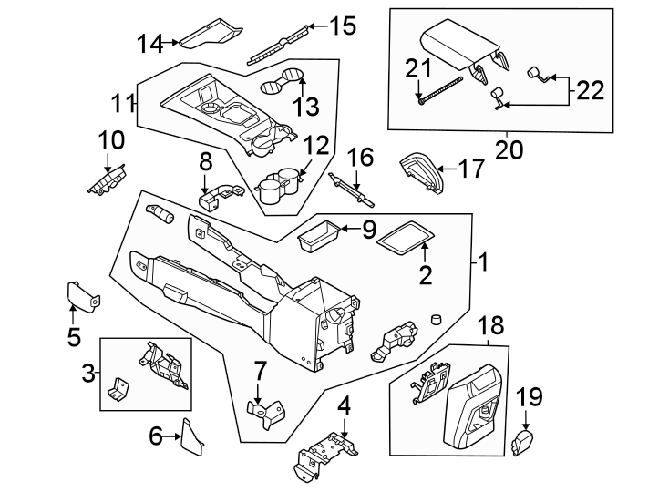 Diagram Front console. for your 2015 Lincoln MKZ Base Sedan  